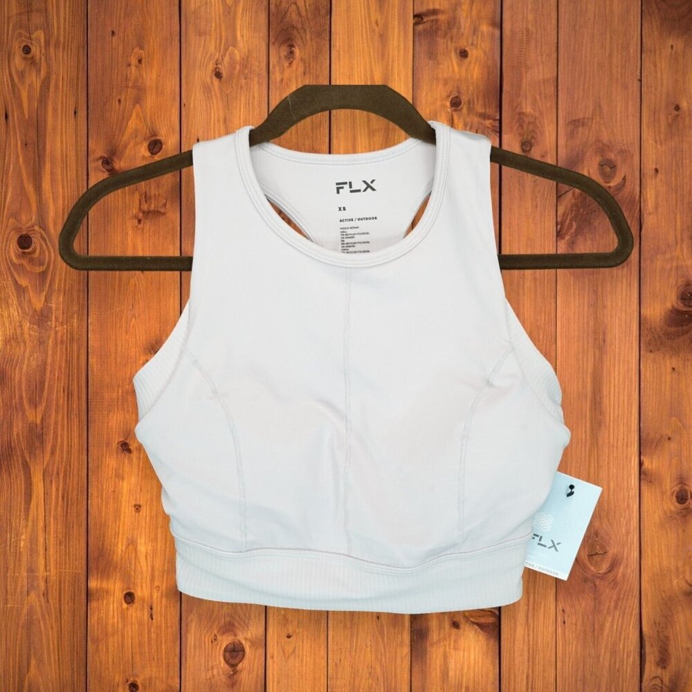 NWT FLX Womens Active Outdoor Crop Tank Top With Built In‎ Bra Cup B Size XS